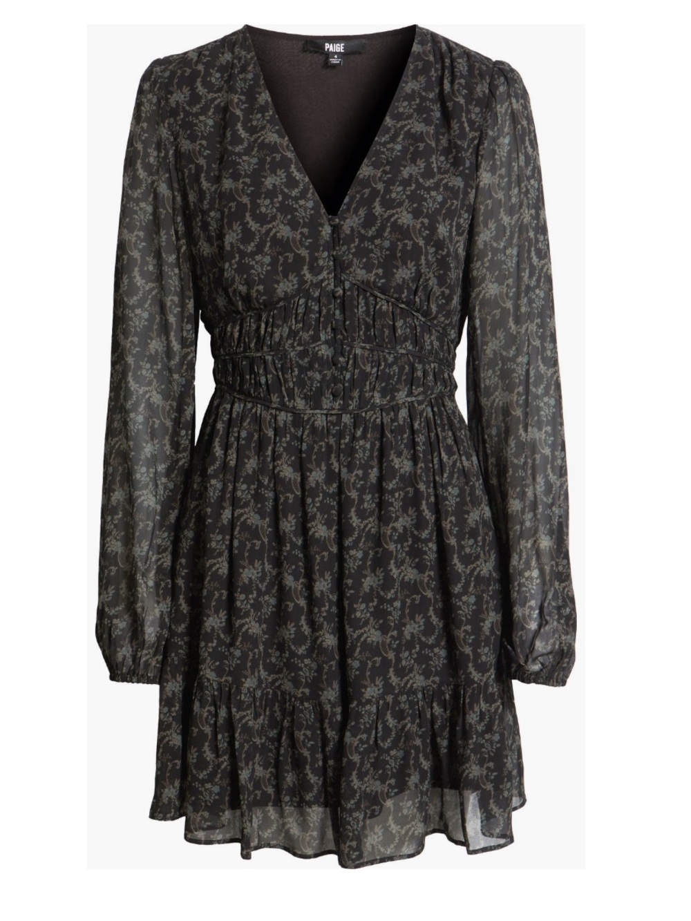 NWT Paige Brasserie Long Sleeve Minidress, Size 4, Black/Aloe - Picture 5 of 14
